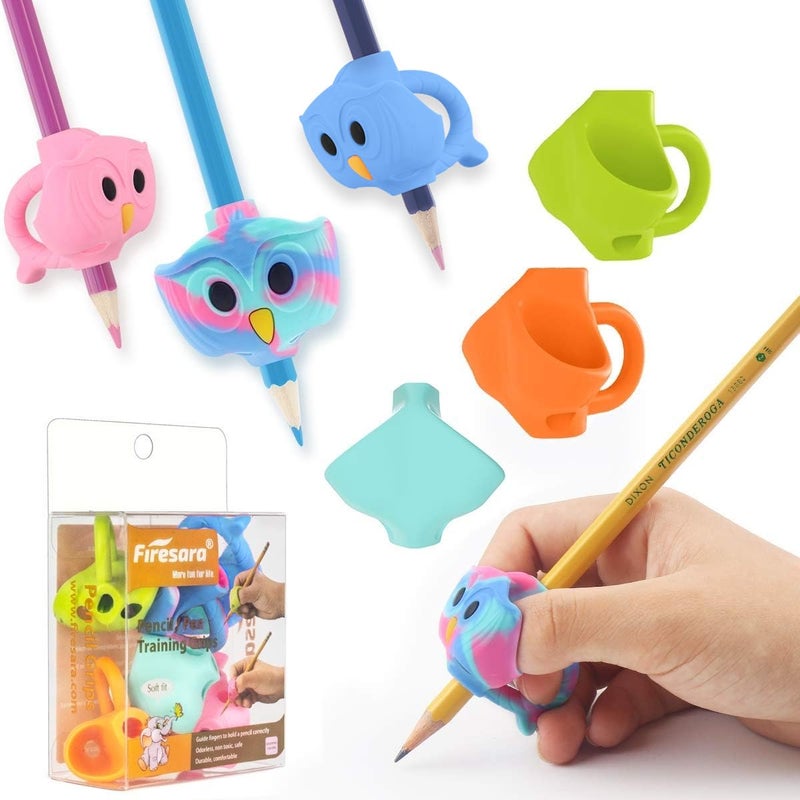 Firesara Training Grips, Original Owl Training Grips Three Fingers Fixed Pencil Correction Grips for Kids Handwriting Posture Correction Children Adults Special Needs for Lefties or Righties (6PCS) - Image 1